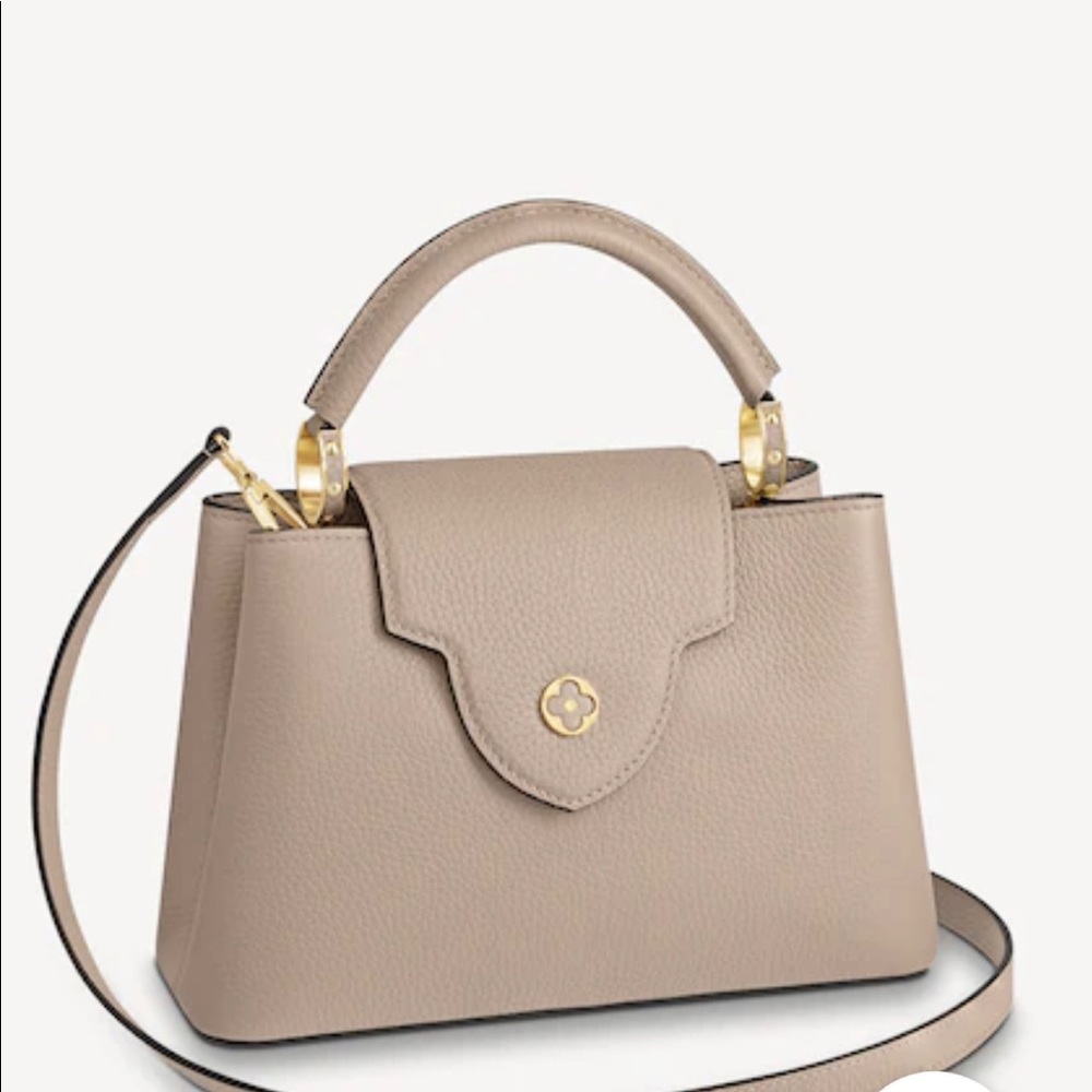 Louis Vuitton Capucine BB Taurillon Leather Iconic Bag Purse Taupe Galet Pebble - Picture 4 of 15